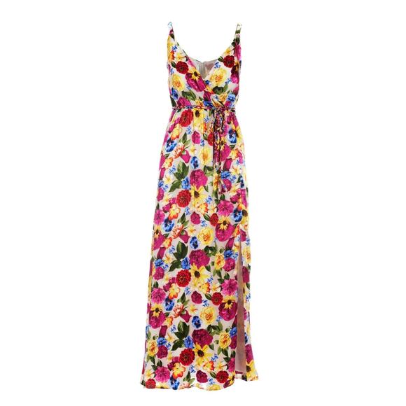 NWT Boston Proper Womens Surplice Burnout Sunflower Maxi Dress Size 14 - Picture 1 of 4